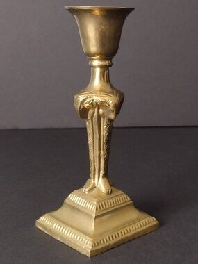 *Art Deco Heavy Solid Brass Ram Head Candlestick Holder
